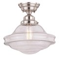 Vaxcel 12 in. Huntley Semi-Flush Mount in Satin Nickel with Clear Seeded Glass C0197